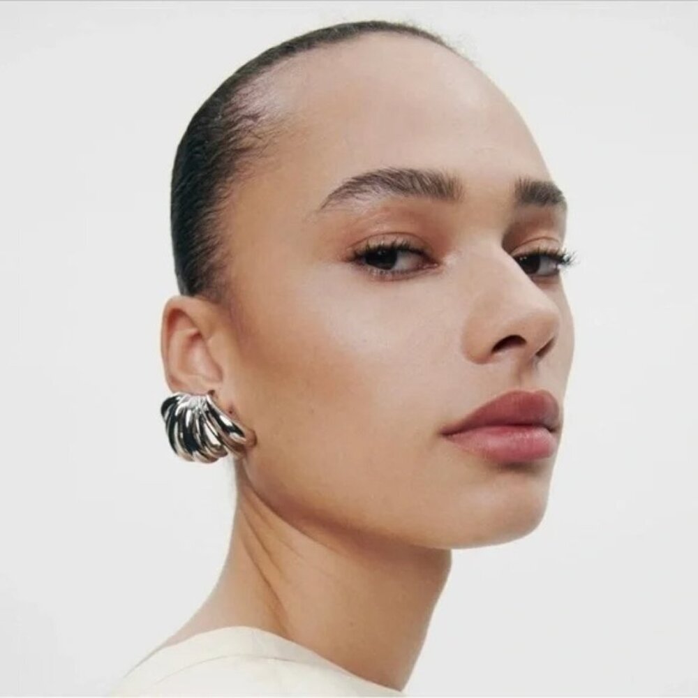 NWT 🩶Zara Multi-Hoop Metal Earrings Silver 🔥💖✨✨